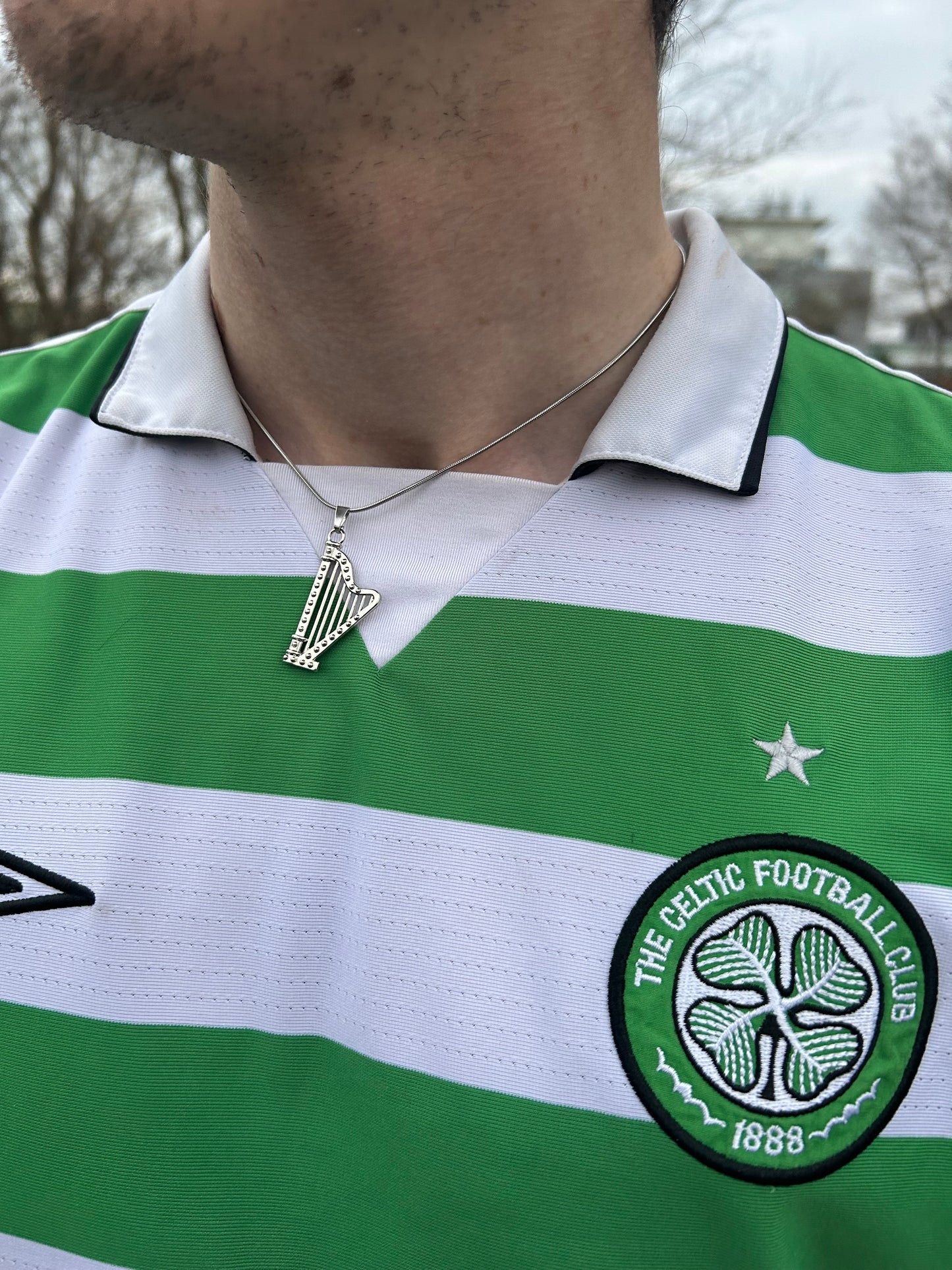 Muince cláirseach airgead